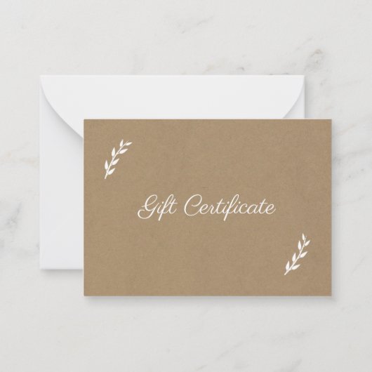 Carte De Correspondance Certificat cadeau Kraft & Rustic (Dos)