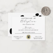 Carte De Correspondance Certificat d'adoption (Devant/Arrière en situation)