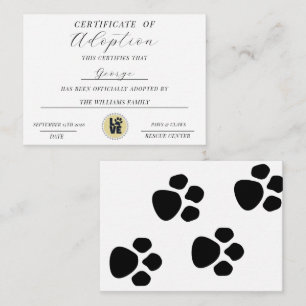 Carte De Correspondance Certificat d'adoption