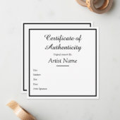 Carte De Correspondance Certificat d'authenticité Carré personnalisable (Devant/Arrière en situation)