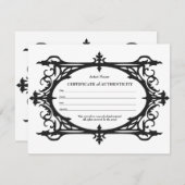Carte De Correspondance Certificat d'authenticité gothique pour l'art (Devant / Derrière)