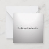 Carte De Correspondance Certificat d'authenticité pour bijoux Argent (Dos)