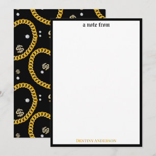 Carte De Correspondance Chaîne en or de lien cubain de musique hip hop rap