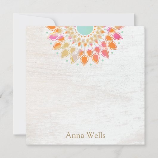 Carte De Correspondance Chakra Lotus Fleur Floral Mandala (Devant)