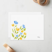 Carte De Correspondance Champ de fleurs bleu jaune (Devant/Arrière en situation)