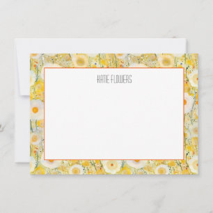 Carte De Correspondance Champ de fleurs NOM Jaune Orange Beauté naturelle