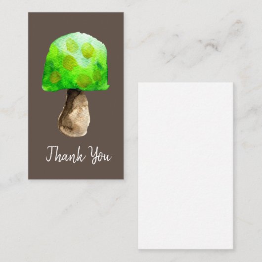 Carte De Correspondance Champignon vert aquarelle champignons mignons (Devant / Derrière)