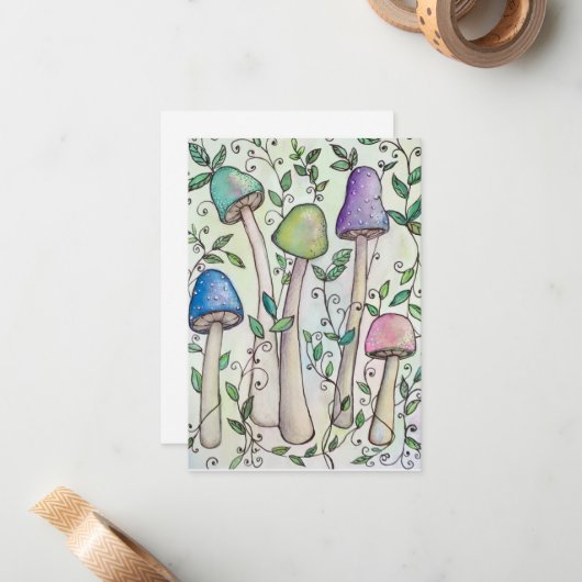 Carte De Correspondance Champignons et vignes (Devant/Arrière en situation)