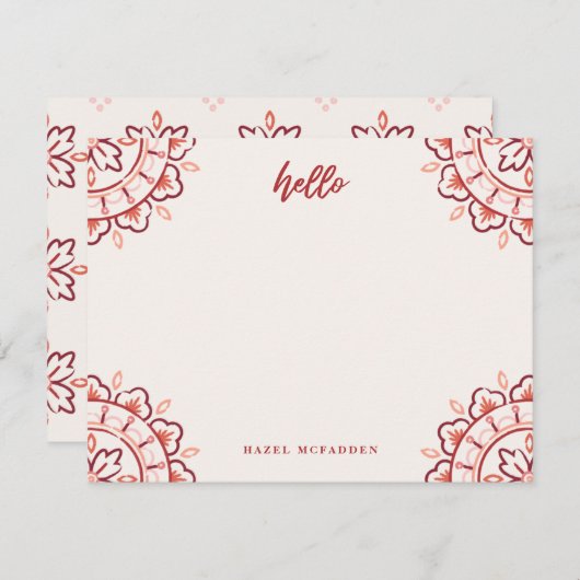 Carte De Correspondance Chantilly Boho Mandala Papeterie - Cherry (Devant / Derrière)