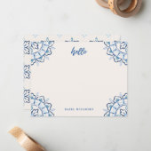 Carte De Correspondance Chantilly Boho Mandala Papeterie - Cobalt (Devant/Arrière en situation)