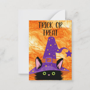 Carte De Correspondance Chapeau de sorcière de chat noir mignon Halloween
