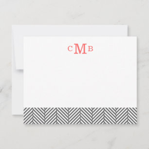 Carte De Correspondance Charcoal Herringbone Custom Monogram Stationalisat