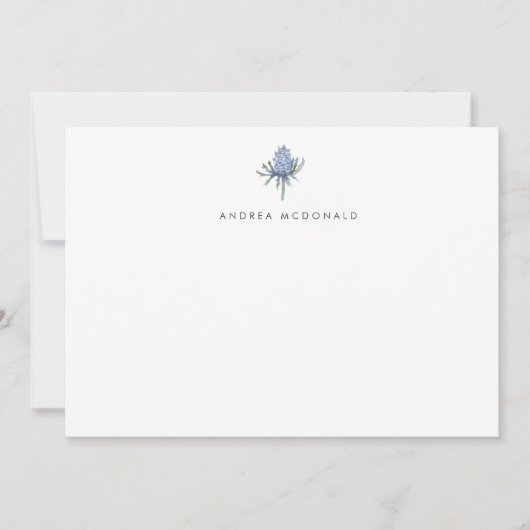 Carte De Correspondance Chardon d'aquarelle bleu (Devant)