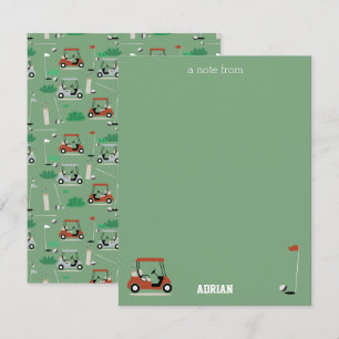 Carte De Correspondance Chariots de Golf Golfeur Moderne Thème Golf Enfant