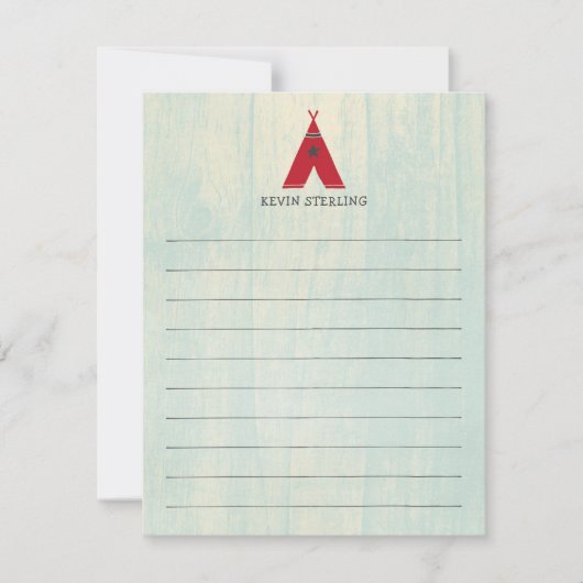 Carte De Correspondance Charming Red Tente sur Turquoise Personnel (Devant)