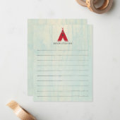 Carte De Correspondance Charming Red Tente sur Turquoise Personnel (Devant/Arrière en situation)