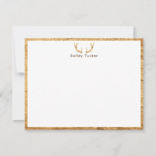 Carte De Correspondance Chasse au bois rustique Chasse au cerf Antlers Cus