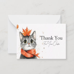Carte De Correspondance Chat cosy dans un Merci d'écharpe