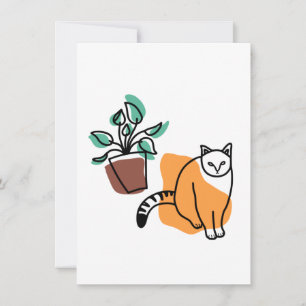 Carte De Correspondance Chat et le plante