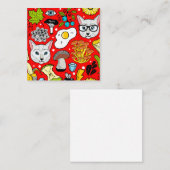 Carte De Correspondance Chat et oeuf sur le rouge (Devant / Derrière)