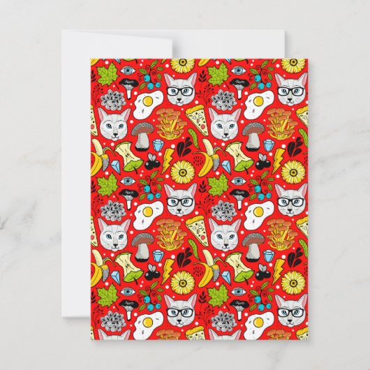 Carte De Correspondance Chat et oeuf sur le rouge (Devant)