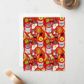 Carte De Correspondance Chat et oeuf sur le rouge (Devant/Arrière en situation)