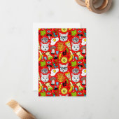 Carte De Correspondance Chat et oeuf sur le rouge (Devant/Arrière en situation)