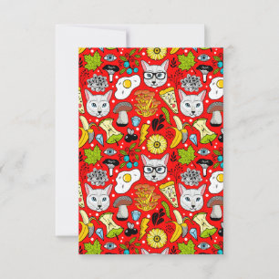 Carte De Correspondance Chat et oeuf sur le rouge