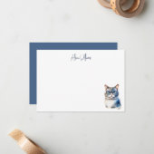Carte De Correspondance Chat gris doux Merci personnalisé (Devant/Arrière en situation)