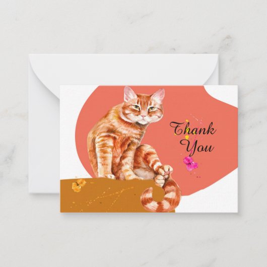 Carte De Correspondance Chat Merci Tabby Orange Tabby (Devant)