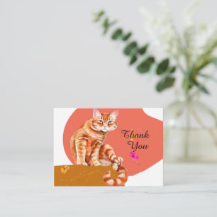 Carte De Correspondance Chat Merci Tabby Orange Tabby