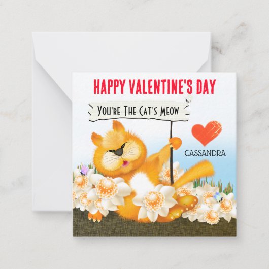 Carte De Correspondance Chat mignon avec signe de classe Valentine (Devant)