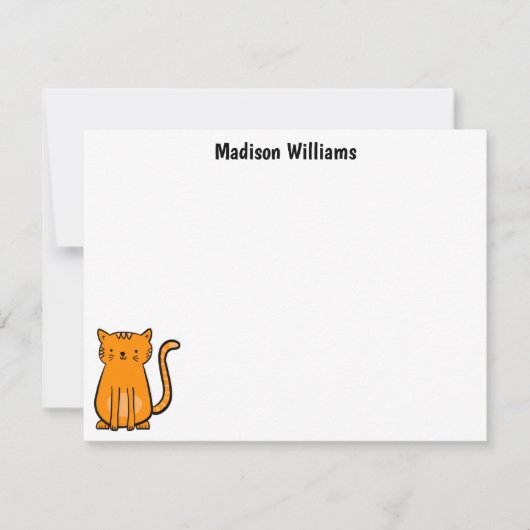 Carte De Correspondance Chat orange mignon (Devant)