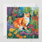 Carte De Correspondance Chat parmi les Fleurs Note Card (Devant)