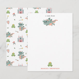 Carte De Correspondance Château Médiéval Conte de Fées Chevaliers Dragons