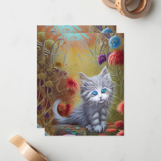 Carte De Correspondance Chatons adorables 2 (Devant/Arrière en situation)