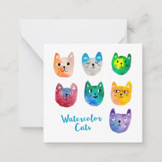 Carte De Correspondance Chats à l'aquarelle et amis