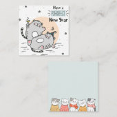 Carte De Correspondance Chats de Nouvel An (Devant / Derrière)
