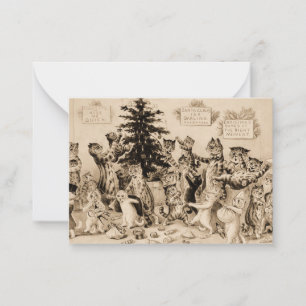Carte De Correspondance Chats décorant l'arbre de Noël par Louis Wain