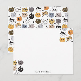 Carte De Correspondance Chats drôles mignons colorés & motif de patte
