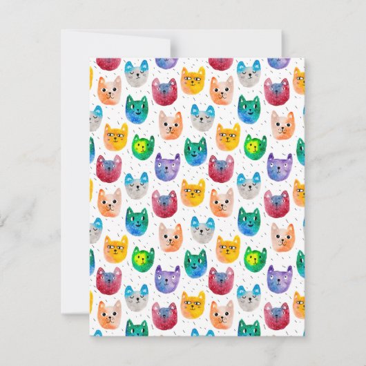 Carte De Correspondance Chats et amis à l'aquarelle (Devant)