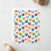 Carte De Correspondance Chats et amis à l'aquarelle (Devant/Arrière en situation)