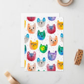 Carte De Correspondance Chats et amis à l'aquarelle (Devant/Arrière en situation)