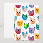 Carte De Correspondance Chats et amis à l'aquarelle (Devant / Derrière)