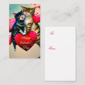 Carte De Correspondance Chats et coeurs enfants valentine (Devant / Derrière)