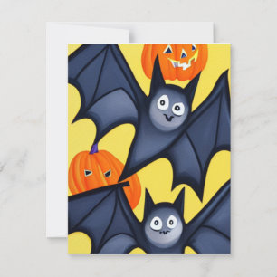 Carte De Correspondance Chauves-souris et Citrouilles