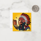 Carte De Correspondance Chef amérindien sur paysage sauvage coucher de sol (Devant/Arrière en situation)