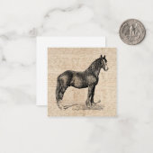 Carte De Correspondance Cheval avec papier de script (Devant/Arrière en situation)