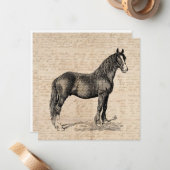 Carte De Correspondance Cheval avec papier de script (Devant/Arrière en situation)
