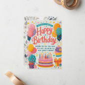 Carte De Correspondance Cheval d'anniversaire (Devant/Arrière en situation)